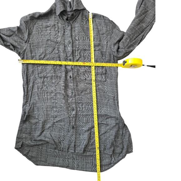 Women's A New Day Button Down Gray Black Long Sleeve Shirt Top Size Extra Small - Picture 3 of 5